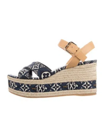 Pre-owned Louis Vuitton Lv Monogram Canvas Espadrilles In Blue