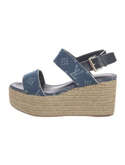 Pre-owned Louis Vuitton Lv Monogram Canvas Espadrilles In Blue