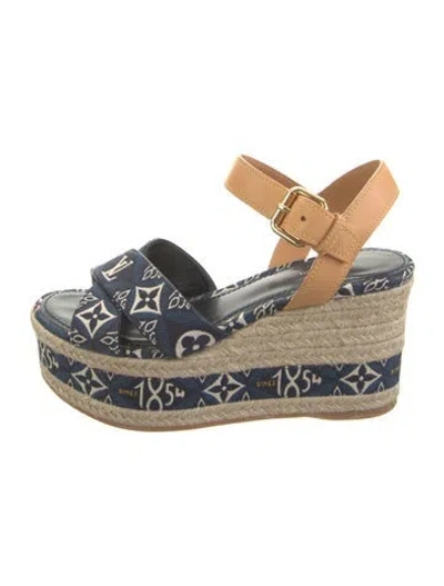 Pre-owned Louis Vuitton Lv Monogram Canvas Espadrilles In Blue