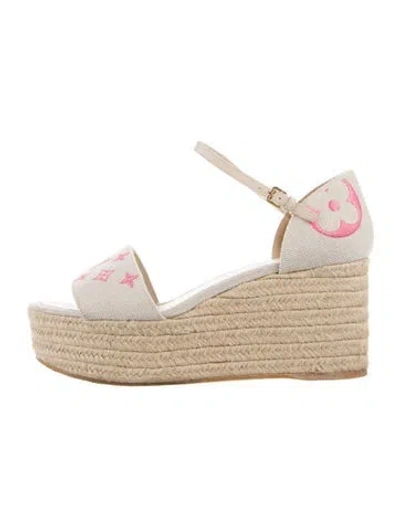 Pre-owned Louis Vuitton Lv Monogram Canvas Espadrilles In Neutrals