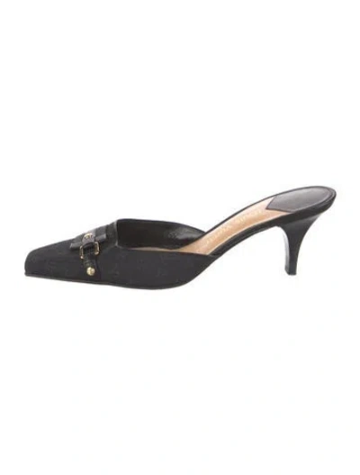 Pre-owned Louis Vuitton Lv Monogram Canvas Mules In Black