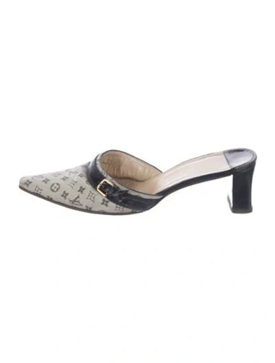 Pre-owned Louis Vuitton Lv Monogram Canvas Mules In Blue