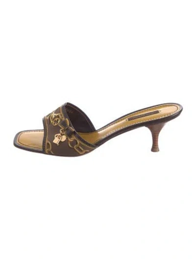 Pre-owned Louis Vuitton Lv Monogram Canvas Mules In Brown