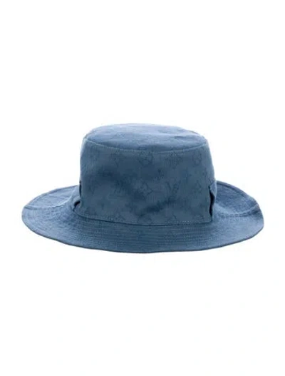 Pre-owned Louis Vuitton Lv Monogram Canvas Reversible Bucket Hat In Blue