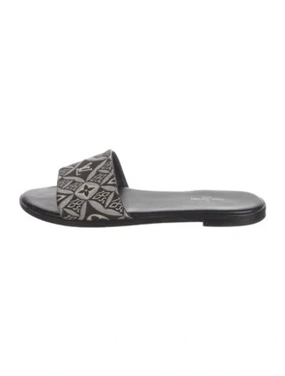 Pre-owned Louis Vuitton Lv Monogram Canvas Slides In Black