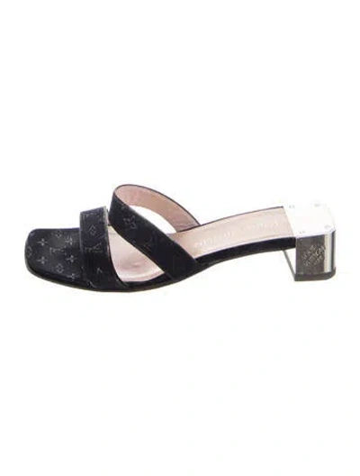 Pre-owned Louis Vuitton Lv Monogram Canvas Slides In Brown