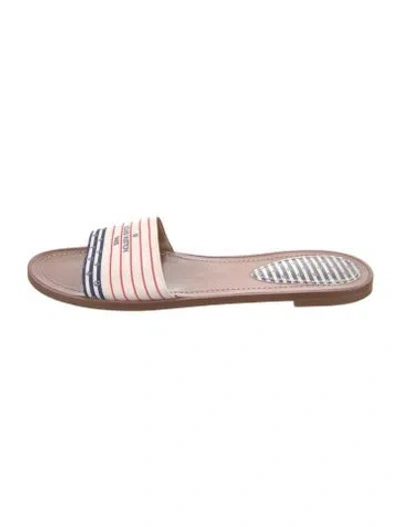 Pre-owned Louis Vuitton Lv Monogram Canvas Slides In White
