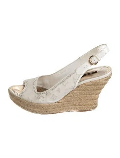 Pre-owned Louis Vuitton Lv Monogram Canvas Slingback Sandals In Neutral