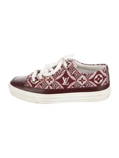 Pre-owned Louis Vuitton Lv Monogram Canvas Sneakers In Burgundy