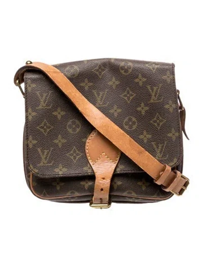 Pre-owned Louis Vuitton Lv Monogram Cartouchière Mm Vintage In Brown
