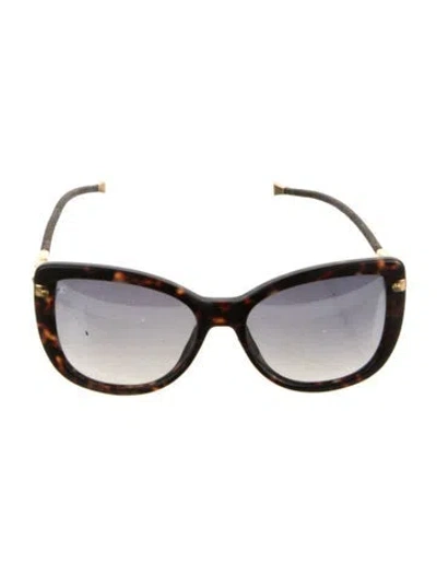 Pre-owned Louis Vuitton Lv Monogram Cat-eye Sunglasses In Brown/gold
