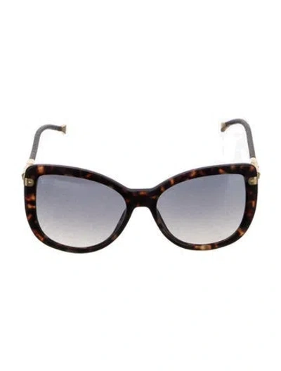 Pre-owned Louis Vuitton Lv Monogram Cat-eye Sunglasses In Brown/gold