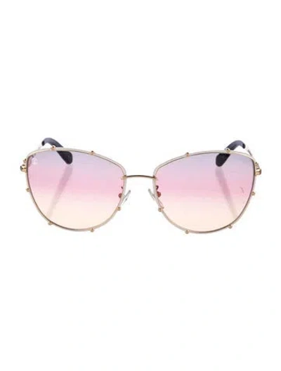 Pre-owned Louis Vuitton Lv Monogram Cat-eye Sunglasses In Gold