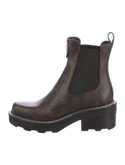 Pre-owned Louis Vuitton Lv Monogram Chelsea Boots In Brown