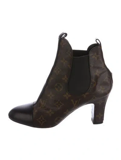 Pre-owned Louis Vuitton Lv Monogram Chelsea Boots In Brown