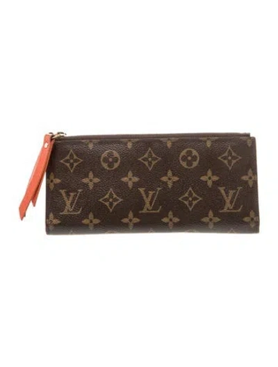 Pre-owned Louis Vuitton Lv Monogram Coated Canvas Adèle Wallet In Brown
