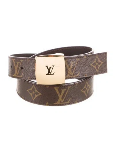 Pre-owned Louis Vuitton Lv Monogram Coated Canvas Belt In Brown