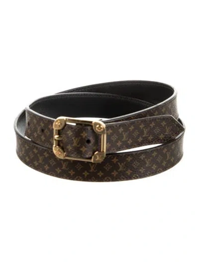 Pre-owned Louis Vuitton Lv Monogram Coated Canvas Belt In Brown