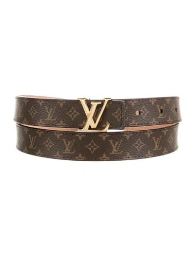 Pre-owned Louis Vuitton Lv Monogram Coated Canvas Belt In Brown