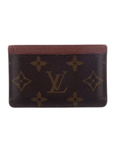 Pre-owned Louis Vuitton Lv Monogram Coated Canvas Card Case In Brown
