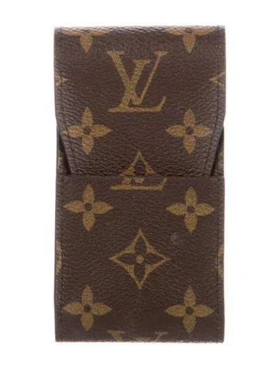 Pre-owned Louis Vuitton Lv Monogram Coated Canvas Card Case In Brown