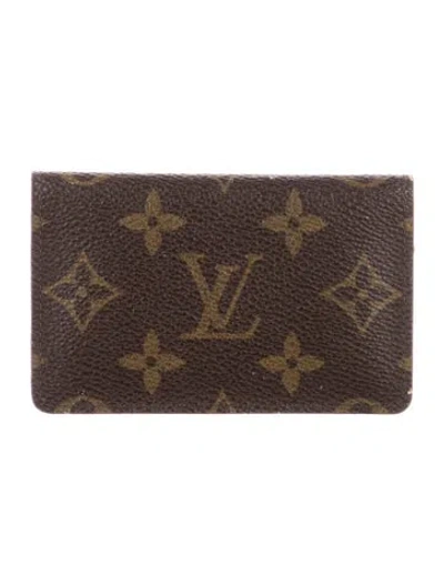 Pre-owned Louis Vuitton Lv Monogram Coated Canvas Card Case In Brown