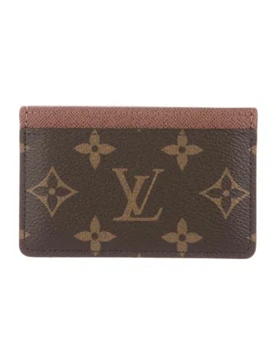 Pre-owned Louis Vuitton Lv Monogram Coated Canvas Card Case In Brown