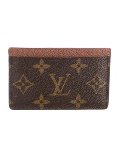 Pre-owned Louis Vuitton Lv Monogram Coated Canvas Card Case In Brown