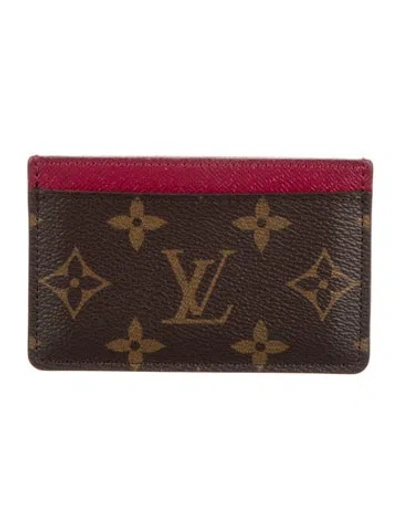 Pre-owned Louis Vuitton Lv Monogram Coated Canvas Card Case In Brown