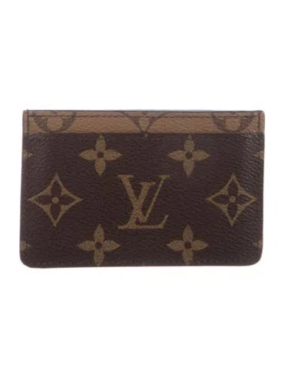 Pre-owned Louis Vuitton Lv Monogram Coated Canvas Card Case In Brown