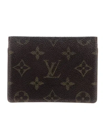 Pre-owned Louis Vuitton Lv Monogram Coated Canvas Card Case In Brown