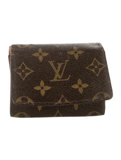 Pre-owned Louis Vuitton Lv Monogram Coated Canvas Card Case In Brown