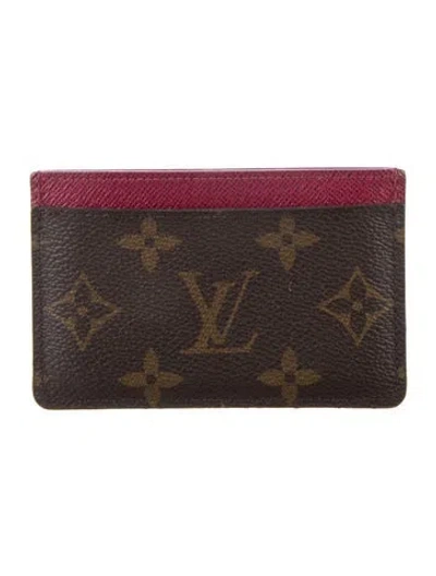 Pre-owned Louis Vuitton Lv Monogram Coated Canvas Card Case In Brown