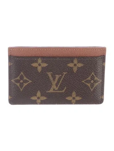 Pre-owned Louis Vuitton Lv Monogram Coated Canvas Card Case In Brown