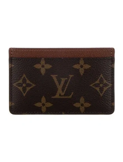 Pre-owned Louis Vuitton Lv Monogram Coated Canvas Card Case In Brown