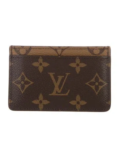 Pre-owned Louis Vuitton Lv Monogram Coated Canvas Card Case In Brown