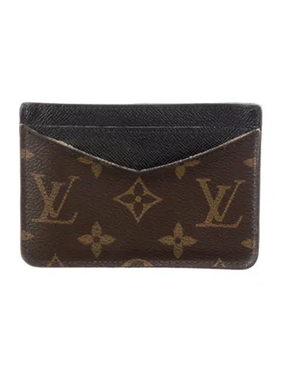 Pre-owned Louis Vuitton Lv Monogram Coated Canvas Card Case In Brown