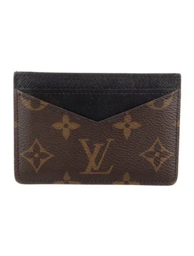 Pre-owned Louis Vuitton Lv Monogram Coated Canvas Card Case In Brown