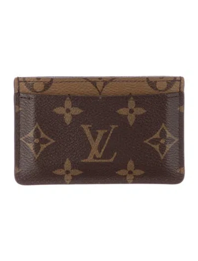 Pre-owned Louis Vuitton Lv Monogram Coated Canvas Card Case In Brown