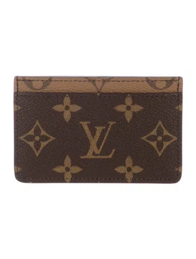 Pre-owned Louis Vuitton Lv Monogram Coated Canvas Card Case W/ Tags In Brown