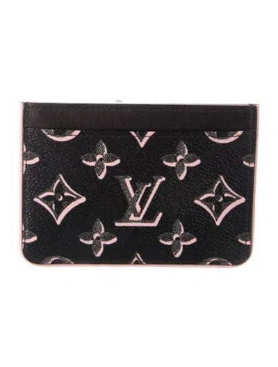 Pre-owned Louis Vuitton Lv Monogram Coated Canvas Card Holder In Black