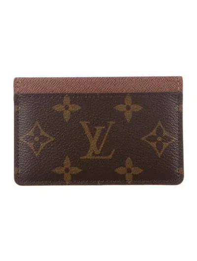 Pre-owned Louis Vuitton Lv Monogram Coated Canvas Card Holder In Brown