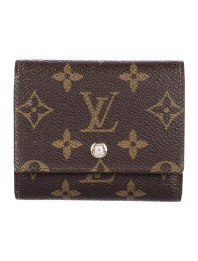 Pre-owned Louis Vuitton Lv Monogram Coated Canvas Card Holder In Brown
