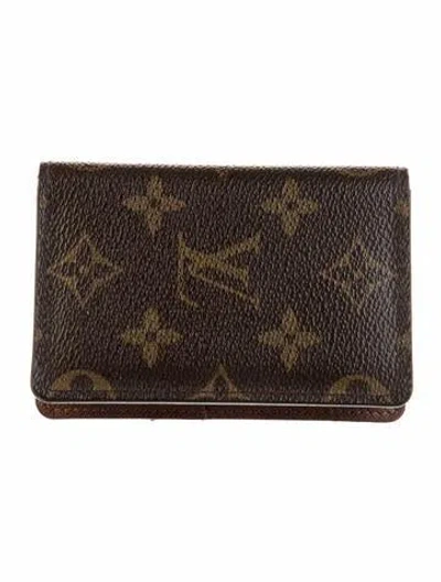 Pre-owned Louis Vuitton Lv Monogram Coated Canvas Card Holder In Brown