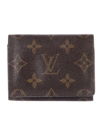 Pre-owned Louis Vuitton Lv Monogram Coated Canvas Card Holder In Brown