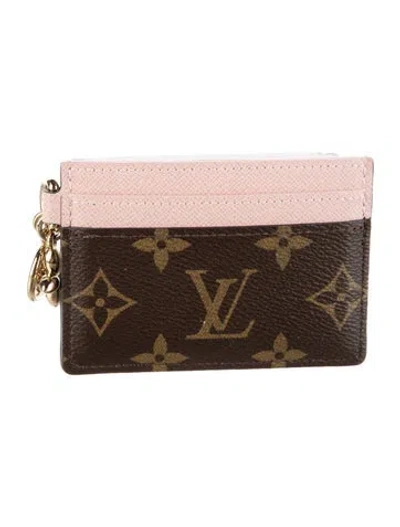 Pre-owned Louis Vuitton Lv Monogram Coated Canvas Card Holder In Brown