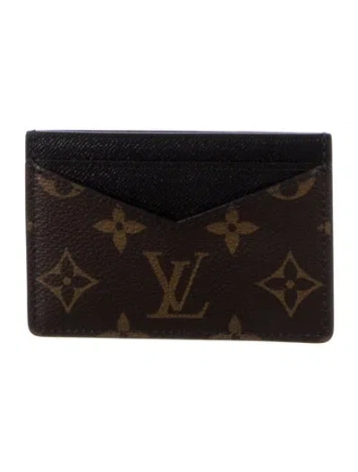 Pre-owned Louis Vuitton Lv Monogram Coated Canvas Card Holder In Brown