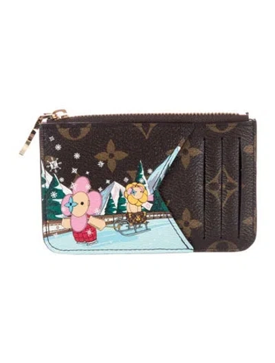 Pre-owned Louis Vuitton Lv Monogram Coated Canvas Card Holder In Brown