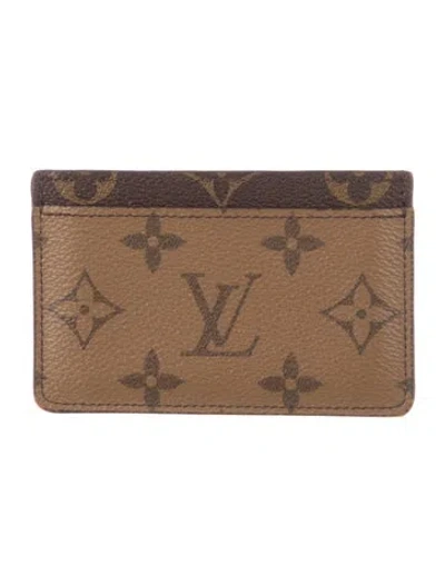 Pre-owned Louis Vuitton Lv Monogram Coated Canvas Card Holder In Brown