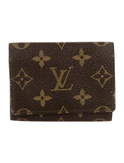 Pre-owned Louis Vuitton Lv Monogram Coated Canvas Card Holder In Brown